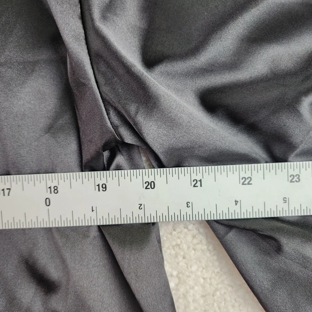Satin Kimono‎ Robe Womens Small Black Excellent Lace Trim 3/4 Sleeve